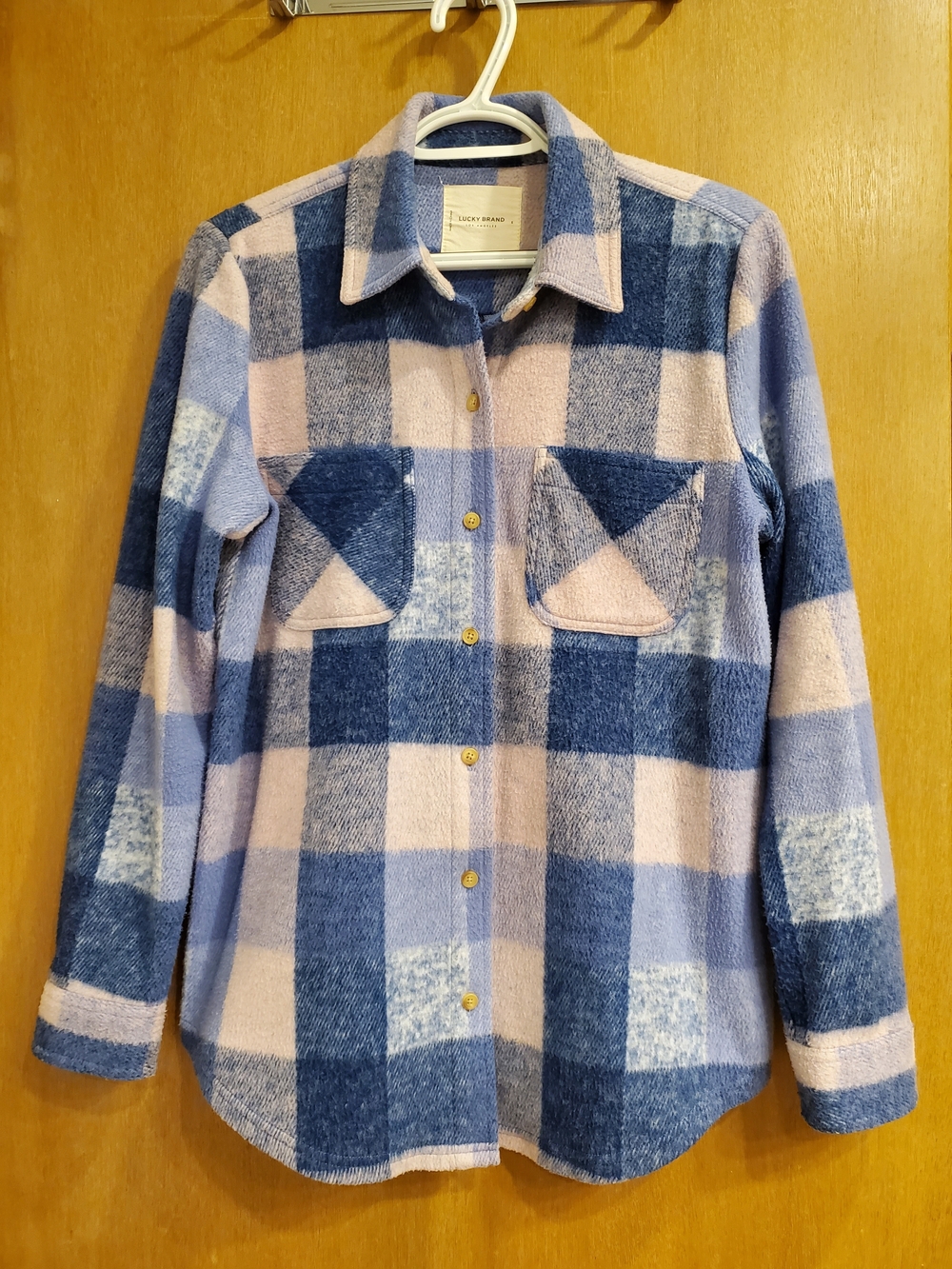 Lucky Brand Blue and Pink Plaid Utility Shacket